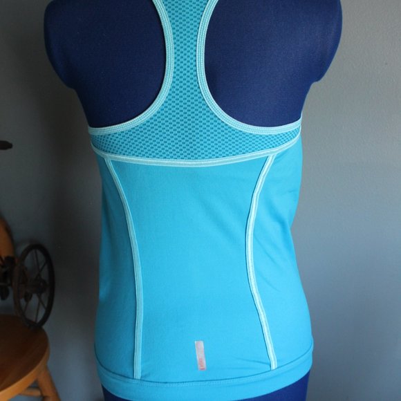Blue Racerback With Shelf Bra Running Tank Top S - Picture 5 of 8